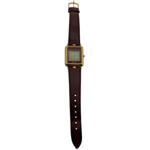 Vintage Quartz Square Dial Watch with Burgundy Leather Strap – Untested
